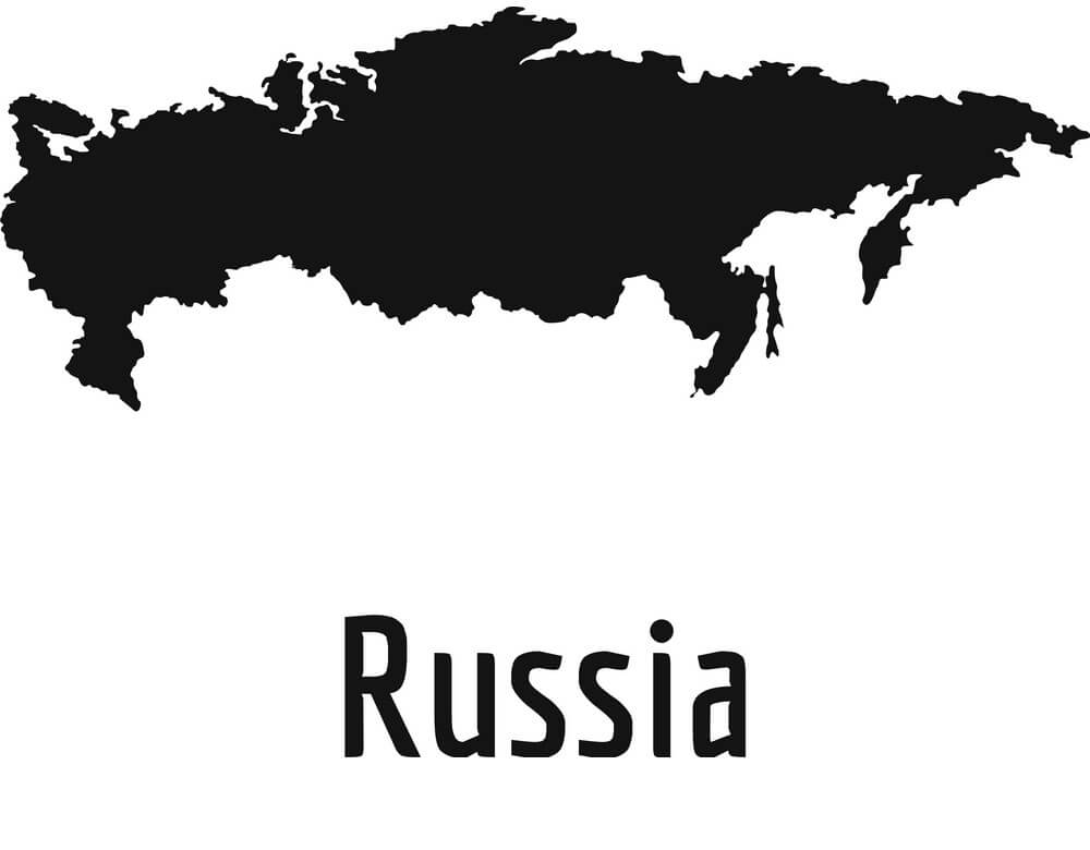Printable Russia Map Black Simple