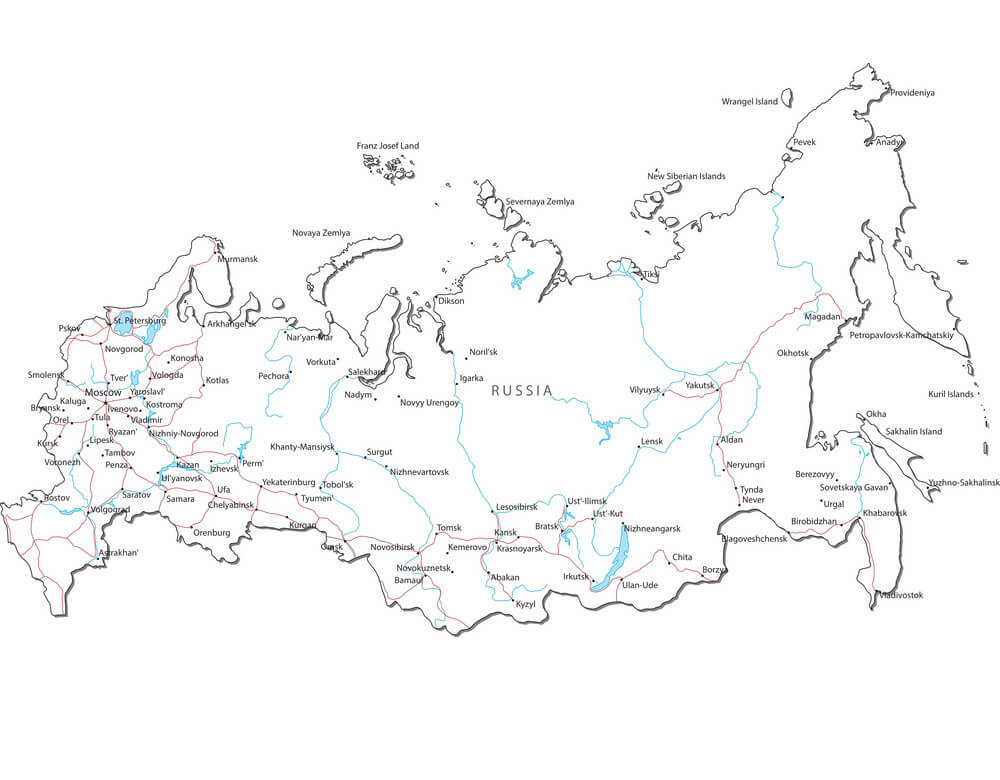 Printable Russia Map Black White