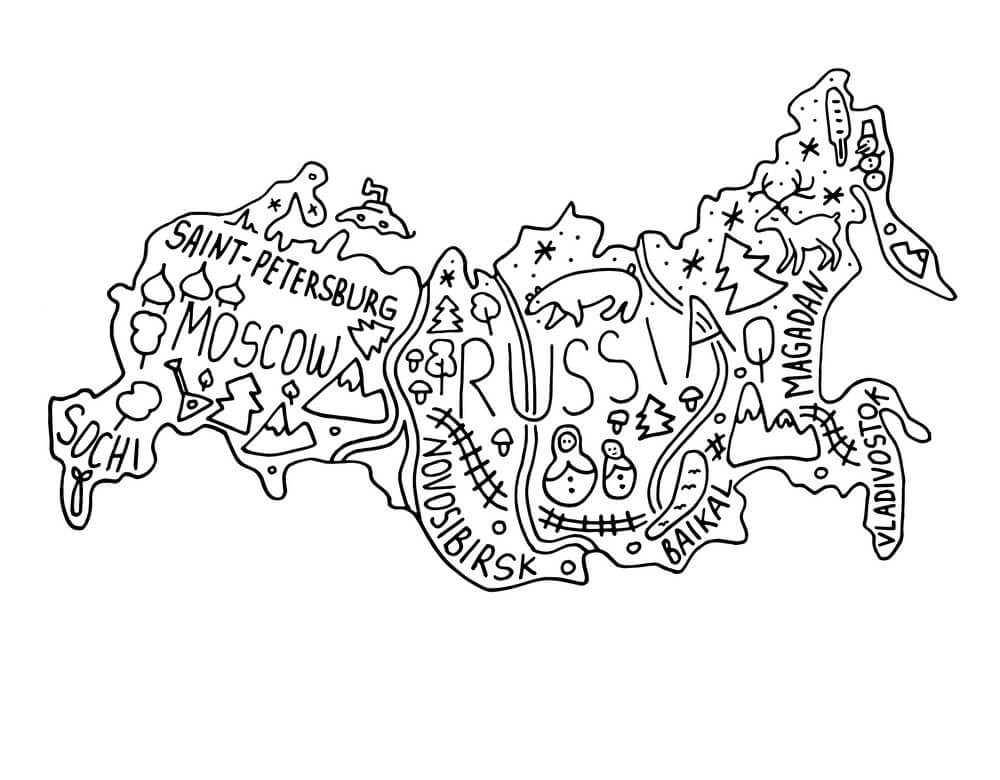 Printable Russia Map Hand Drawn