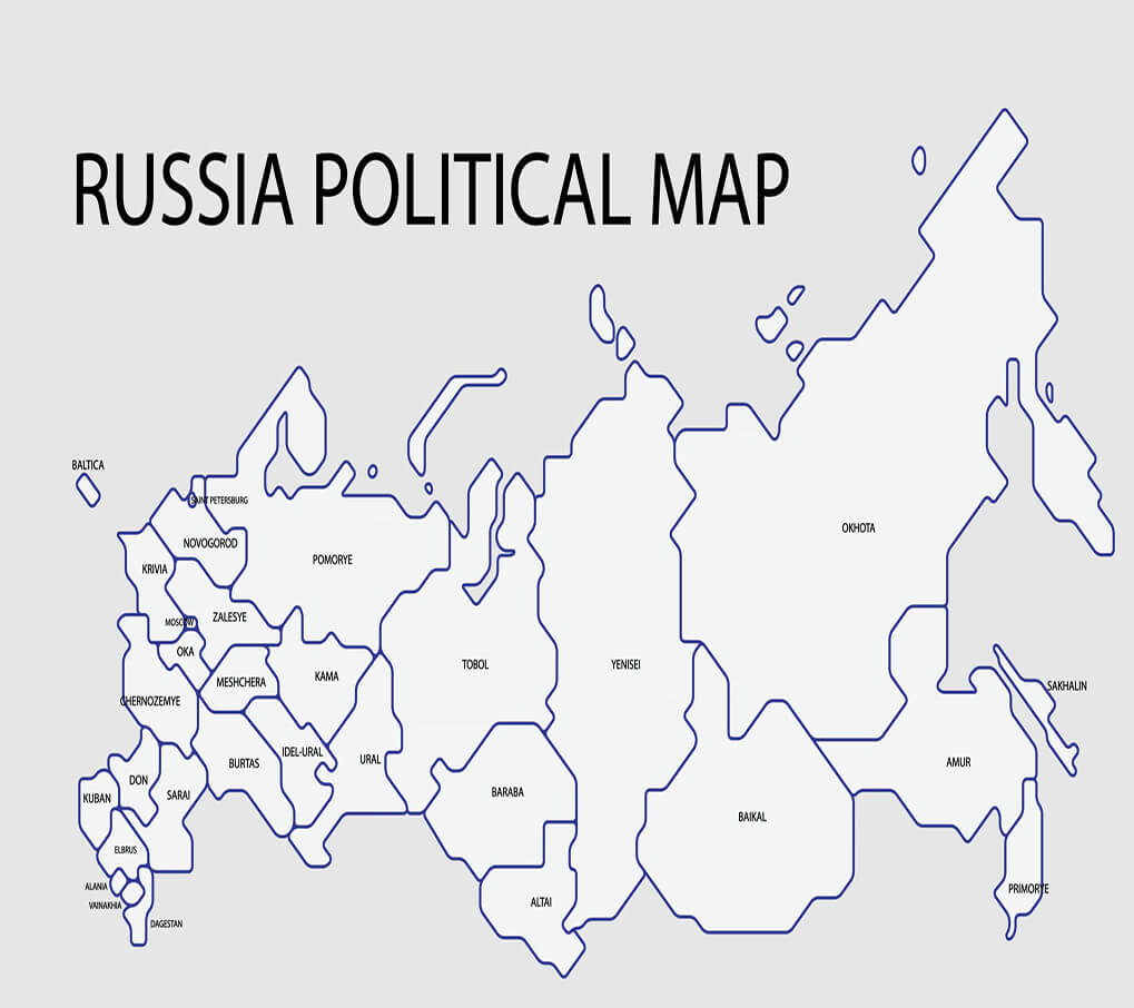 Printable Russia Map Outline Simple Political