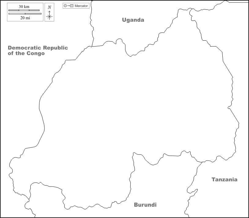 Printable Rwanda Map With Surrounding Countries