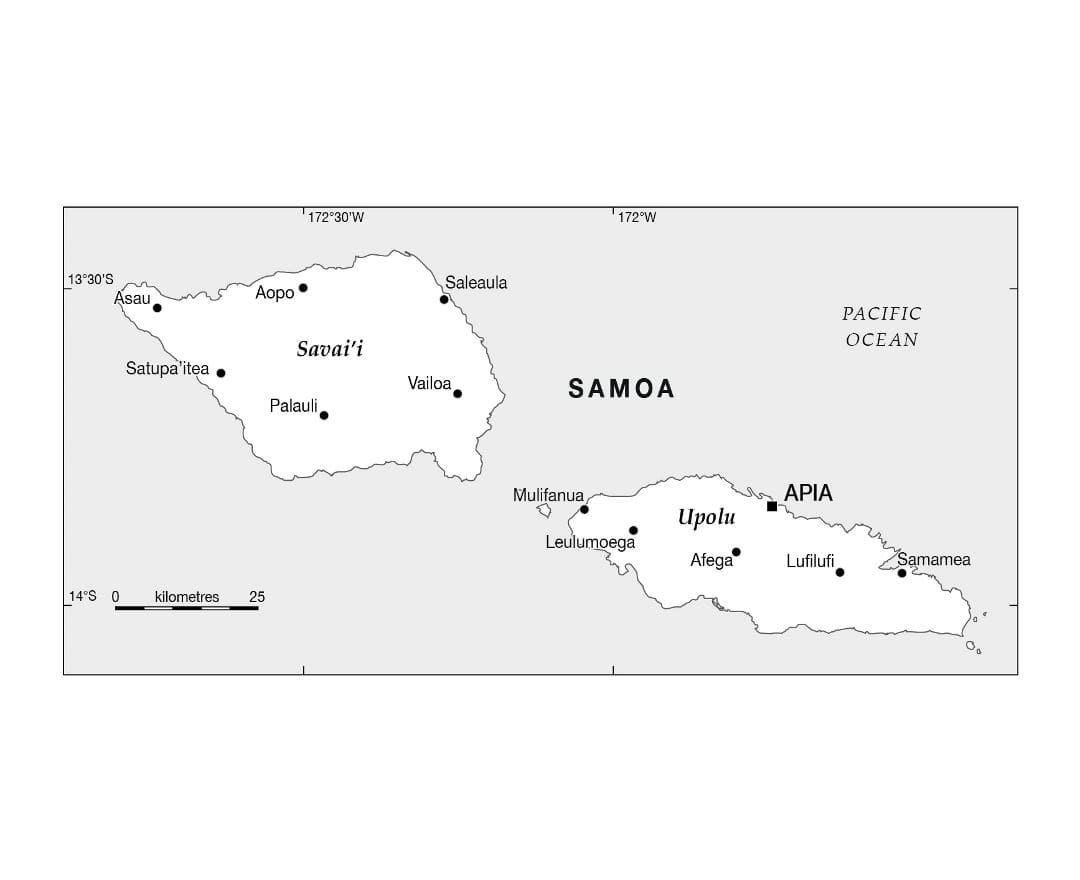 Printable Samoa Country In World Map