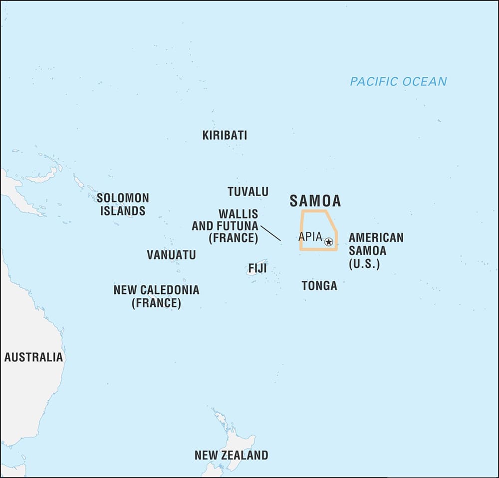 Printable Samoa On World Map