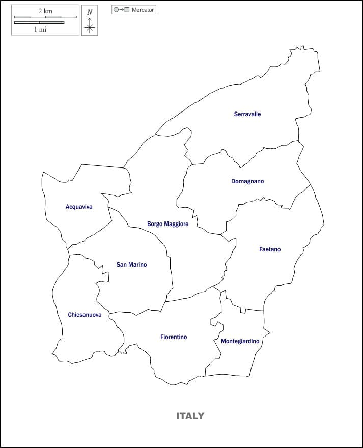 Printable San Marino Country Map