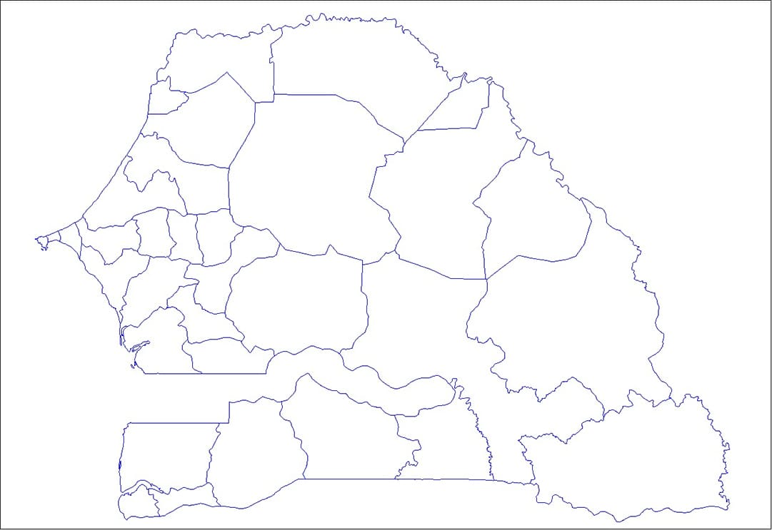 Printable Senegal Borders Map