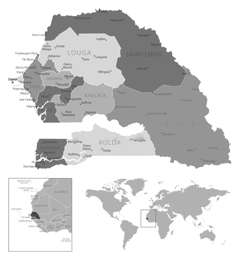 Printable Senegal In Africa Map