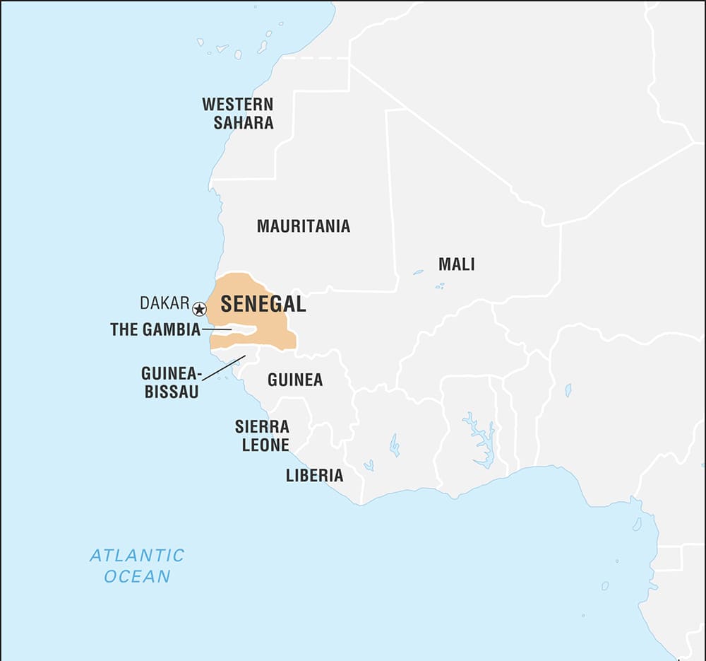 Printable Senegal On World Map