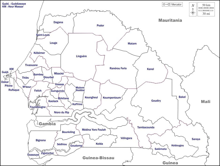 Printable Senegal Physical Map
