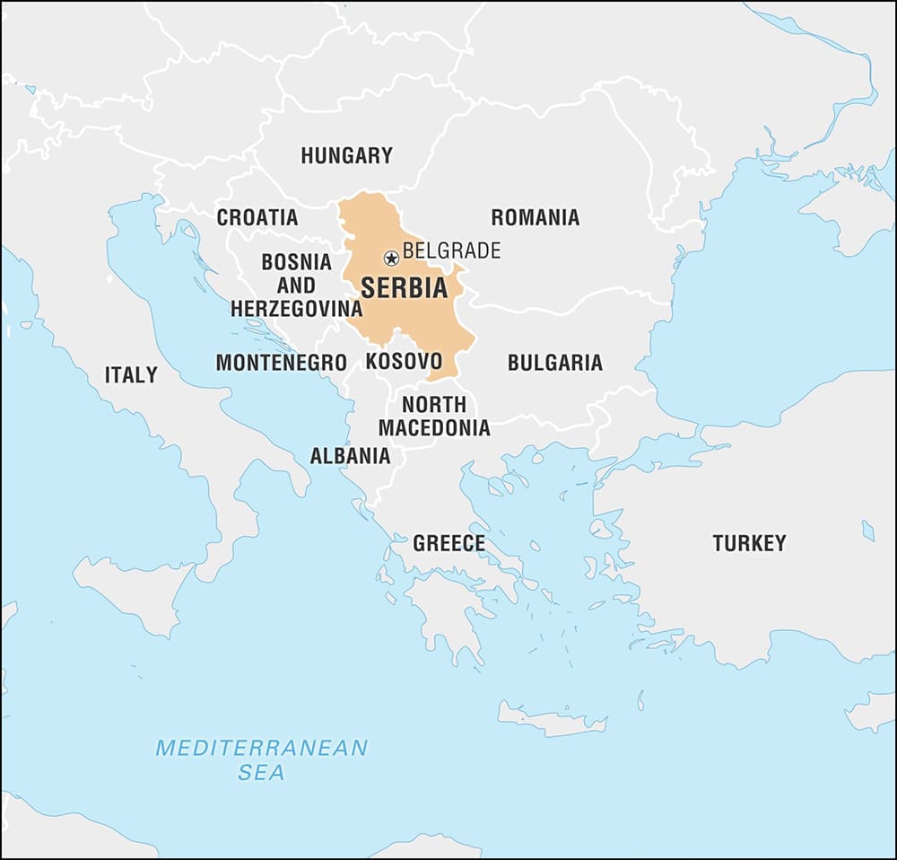 Printable Serbia On World Map