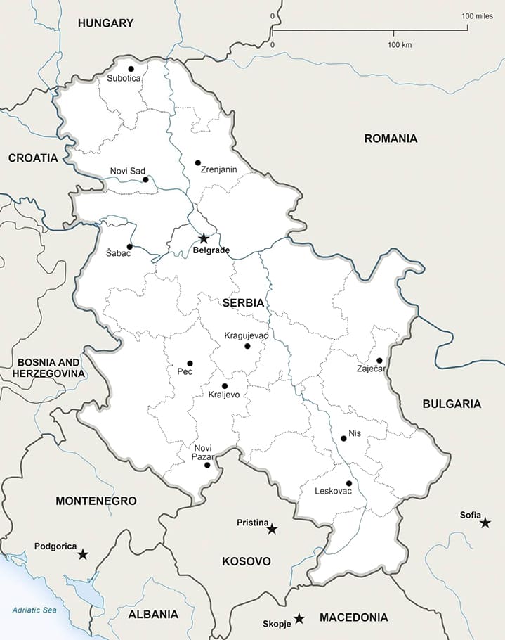 Printable Serbia Political Map