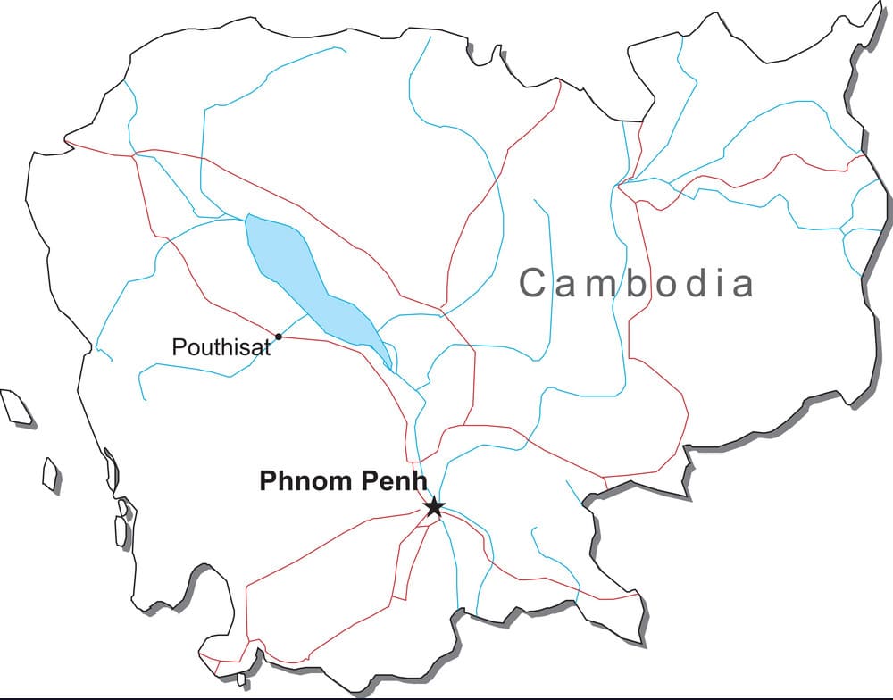 Printable Simple Cambodia Map