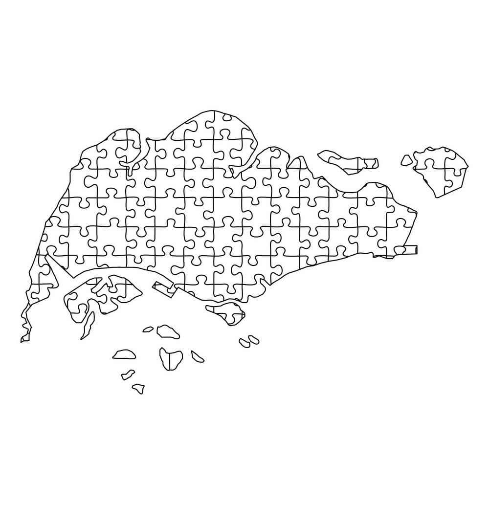 Printable Singapore Map From Black Pattern From Composed