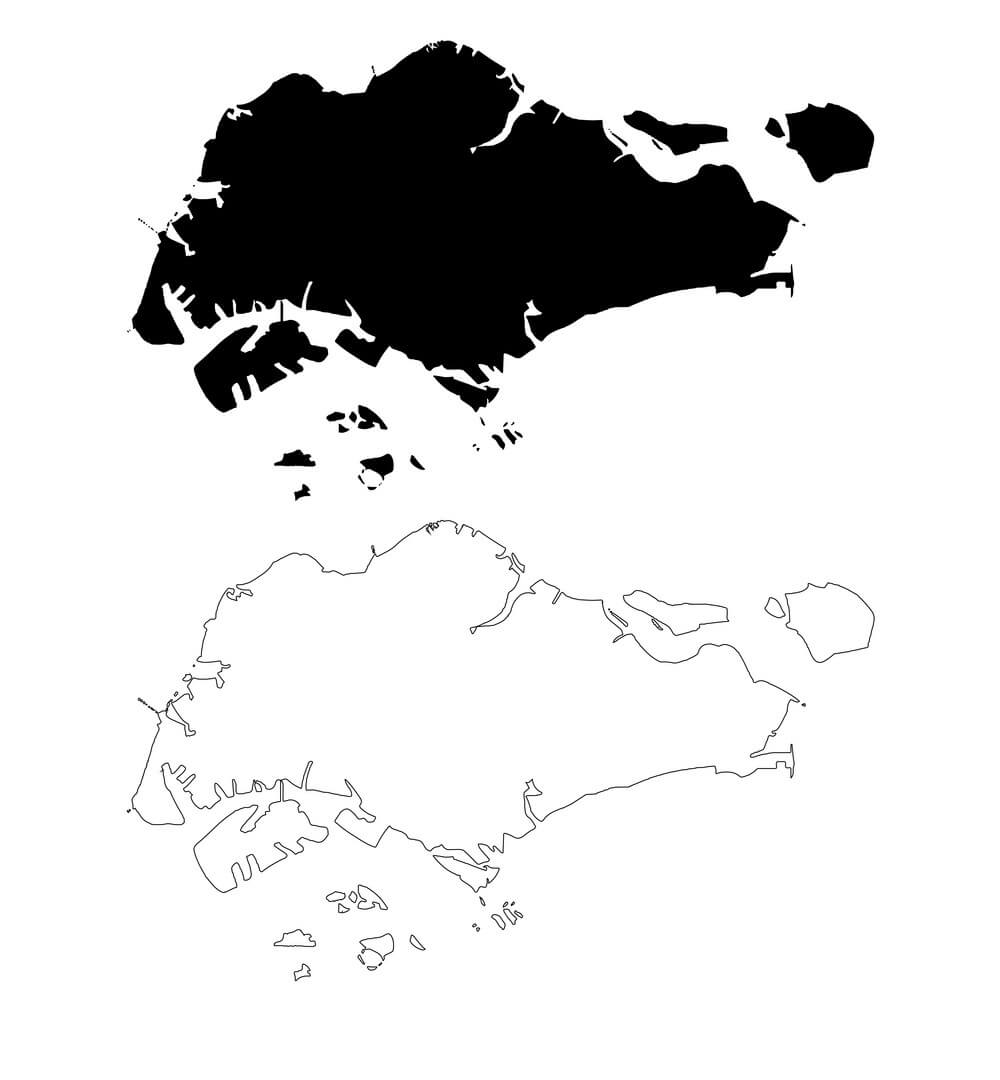Printable Singapore Map Isolated Black