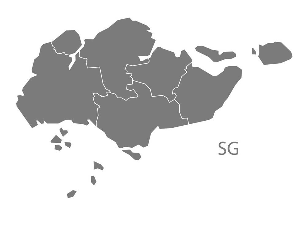 Printable Singapore Map With Regions Grey