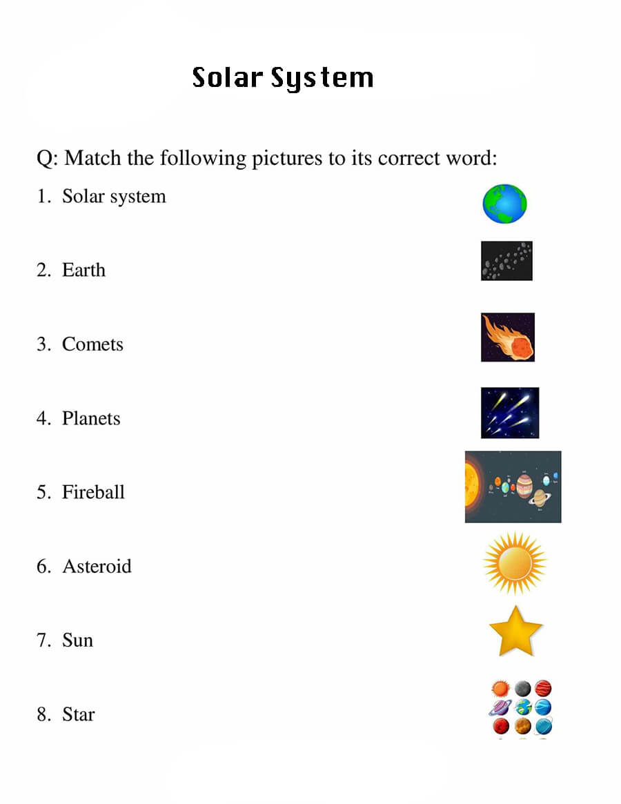 Printable Solar System Worksheet 2