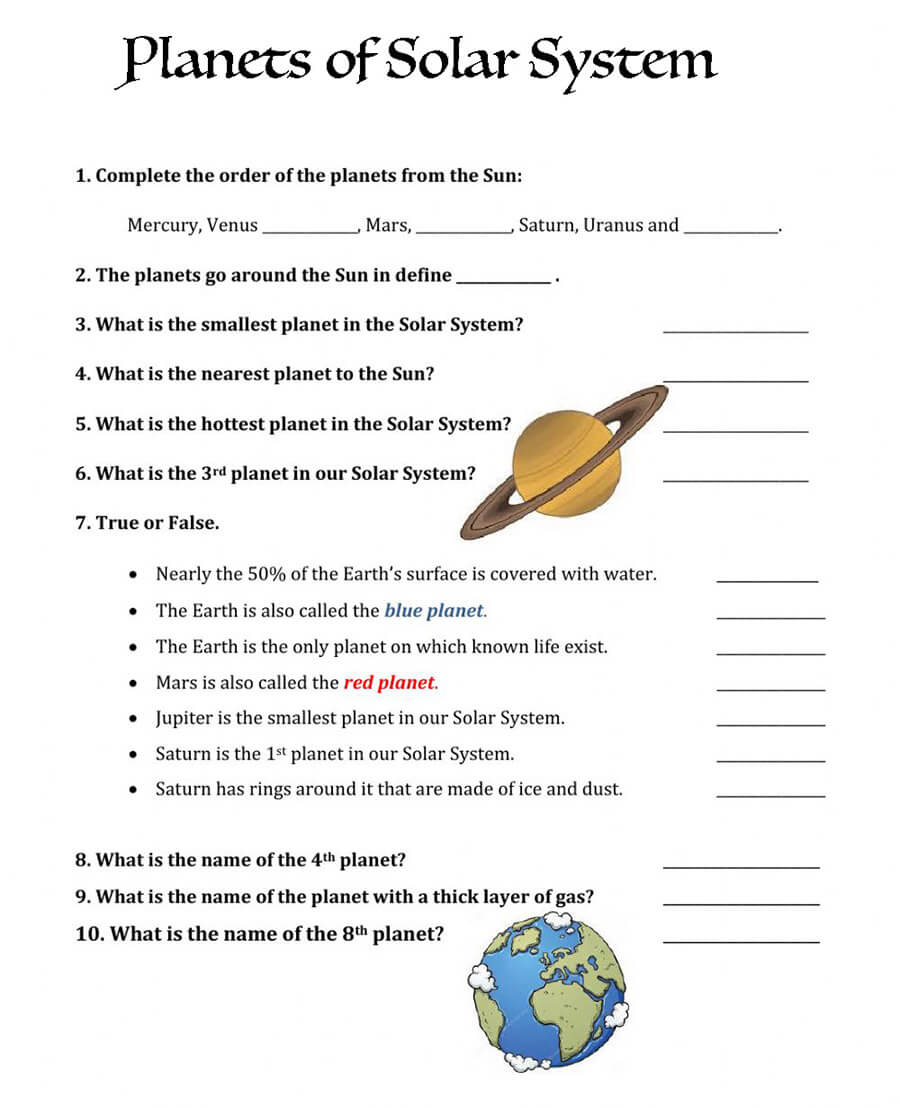 Printable Solar System Worksheet 6