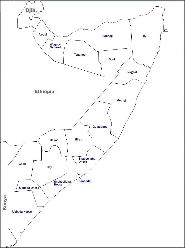 Printable Somalia Capital Map