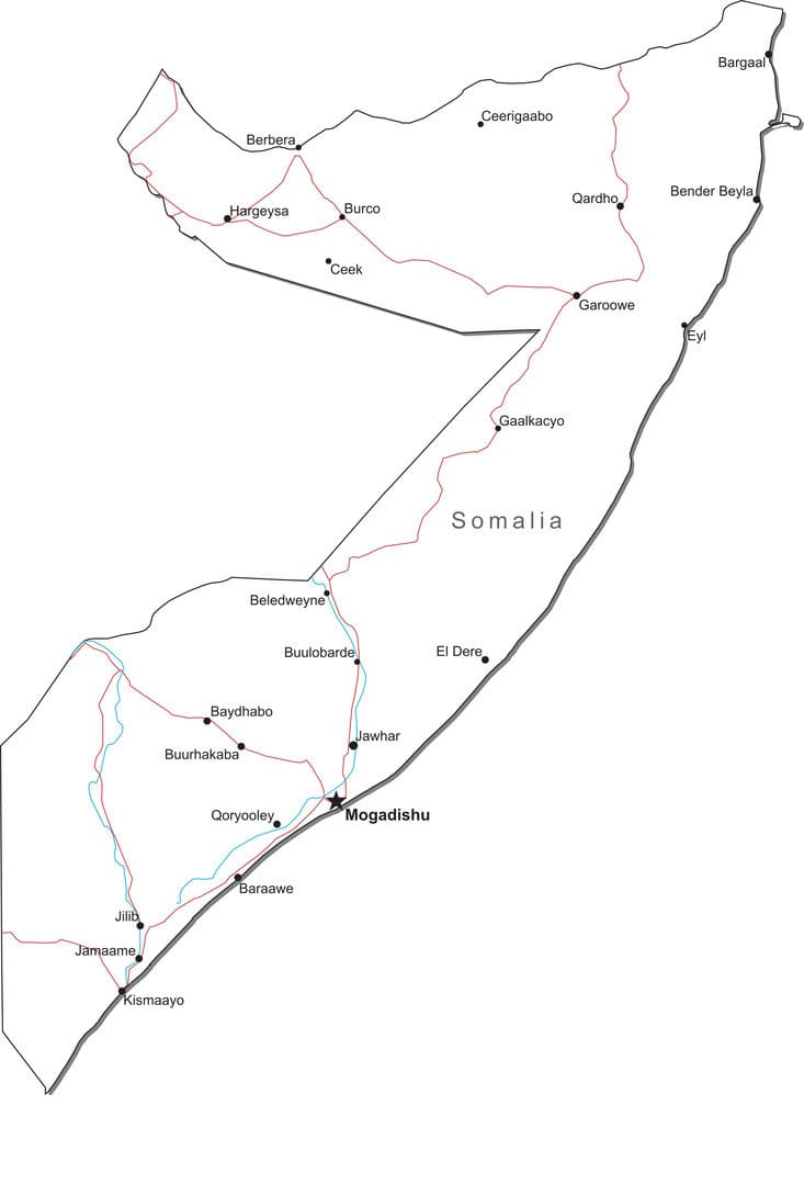 Printable Somalia On The Map