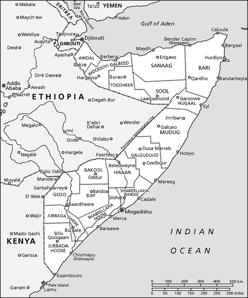 Printable Somalia Political Map