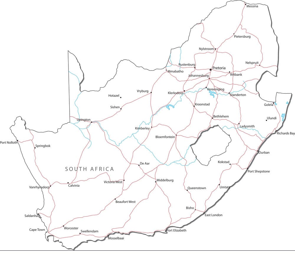 Printable South Africa Country Map