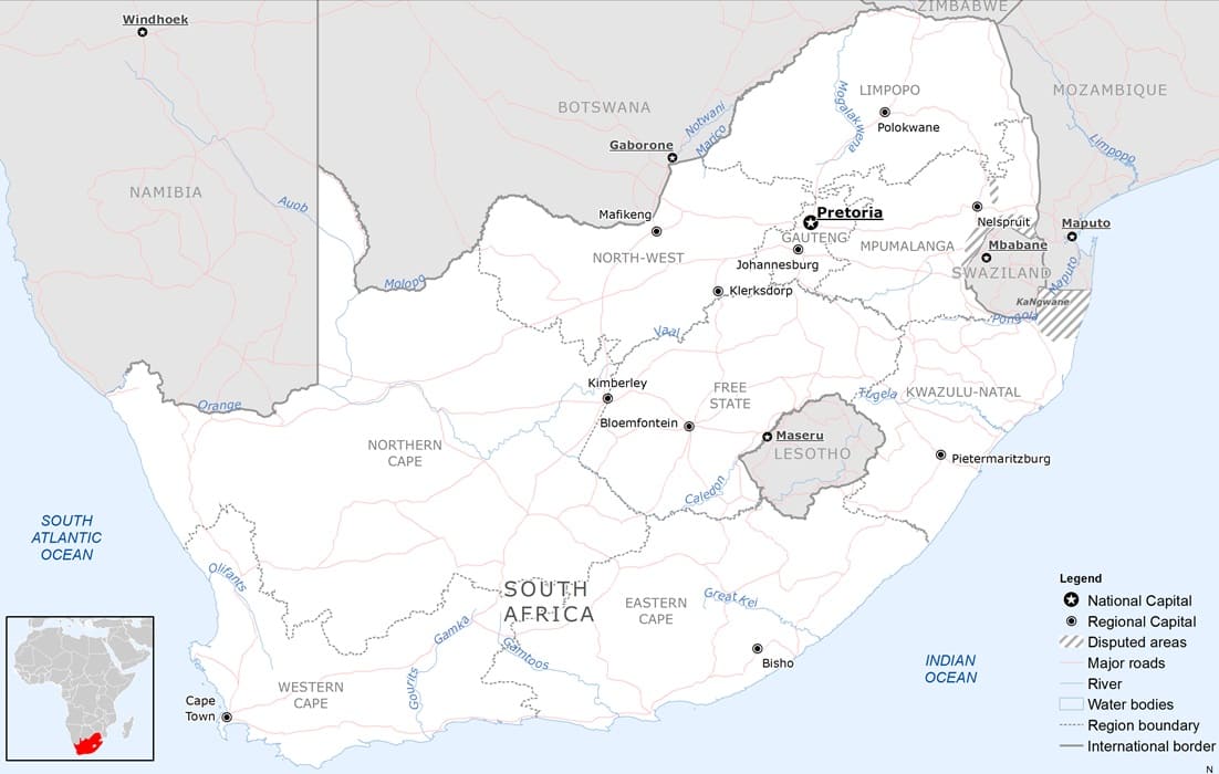 Printable South Africa Political Map