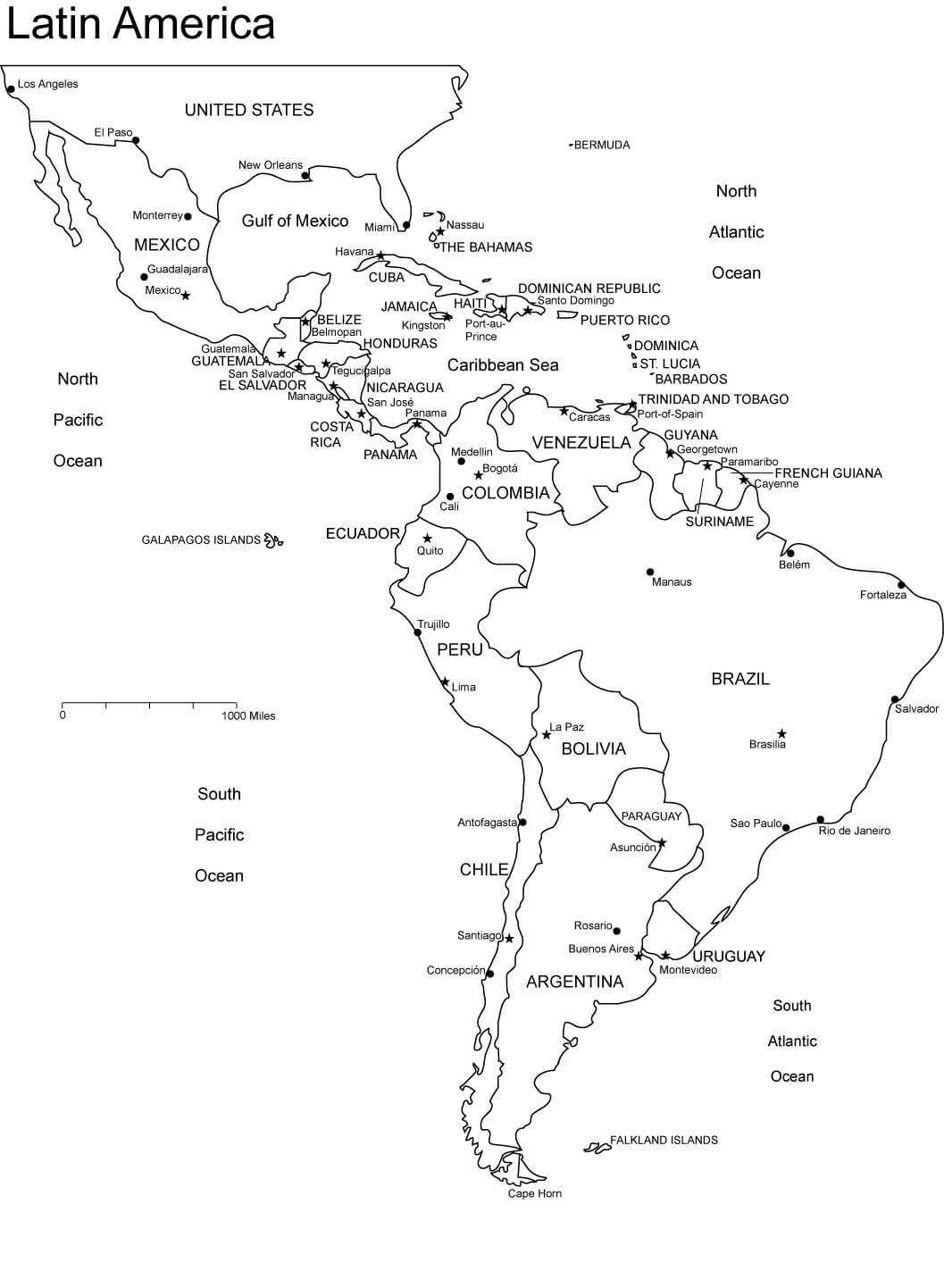 Printable South America Map 1