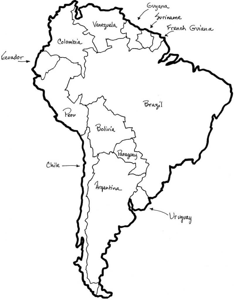 Printable South America Map Countries Speak Spanish