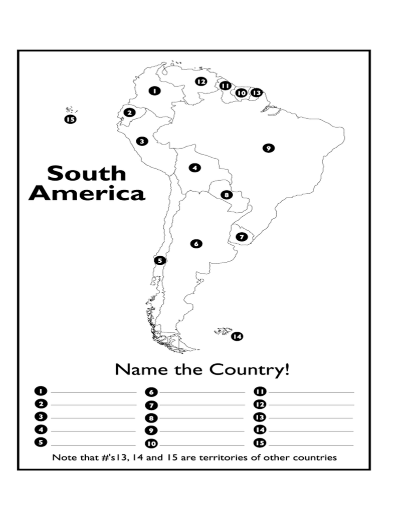 Printable South America Map Name The Country