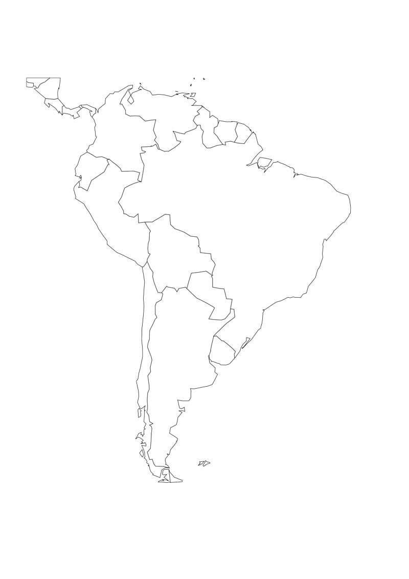 Printable South America Map Vertical 2