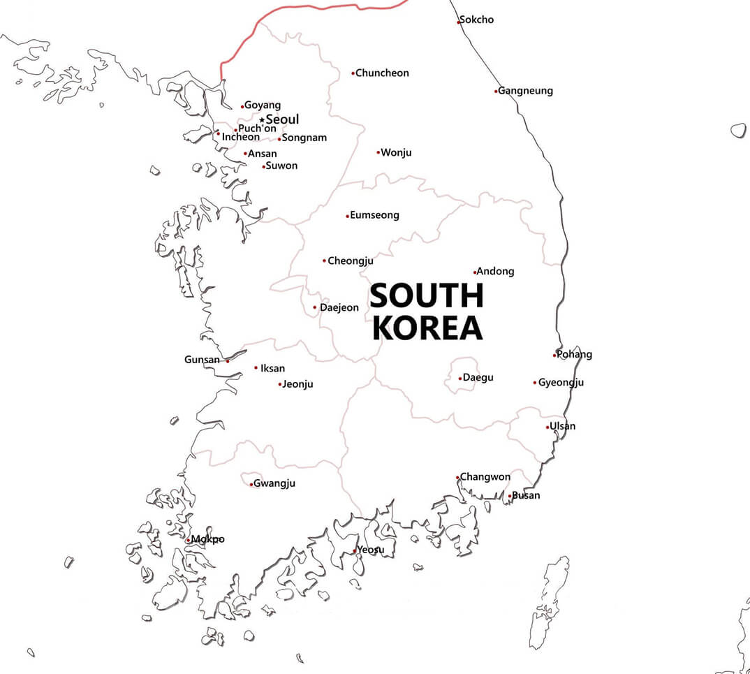 Printable South Korea Map 3