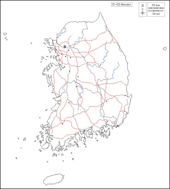 Printable South Korea Map Base Outline