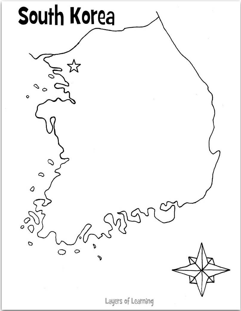 Printable South Korea Map Outline