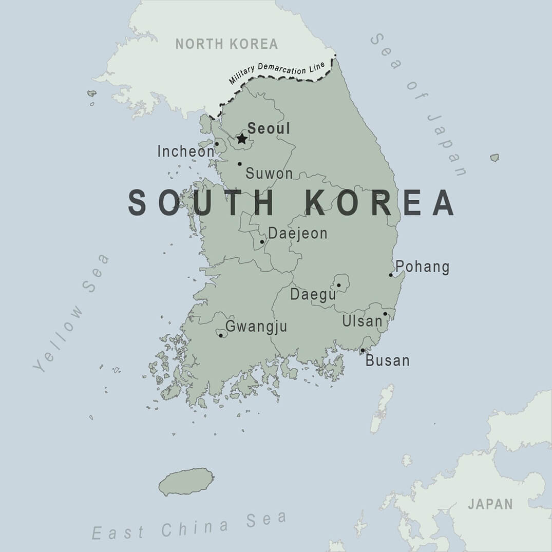 Printable South Korea Map Republic