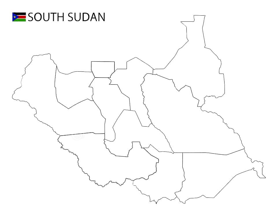 Printable South Sudan Borders Map