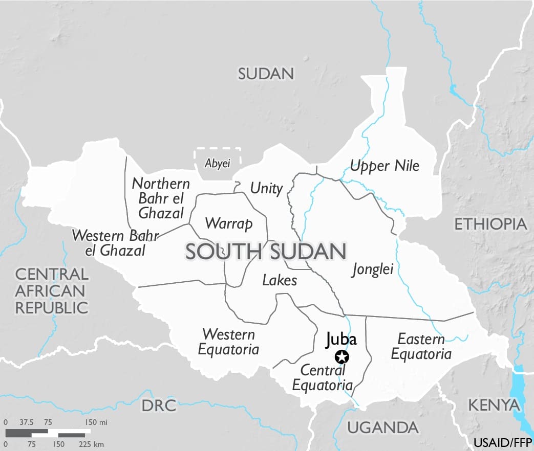 Printable South Sudan Location On Map