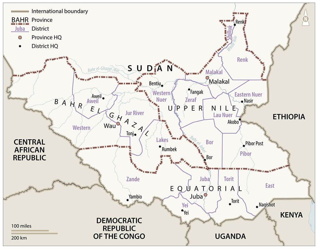 Printable South Sudan Map With Cities