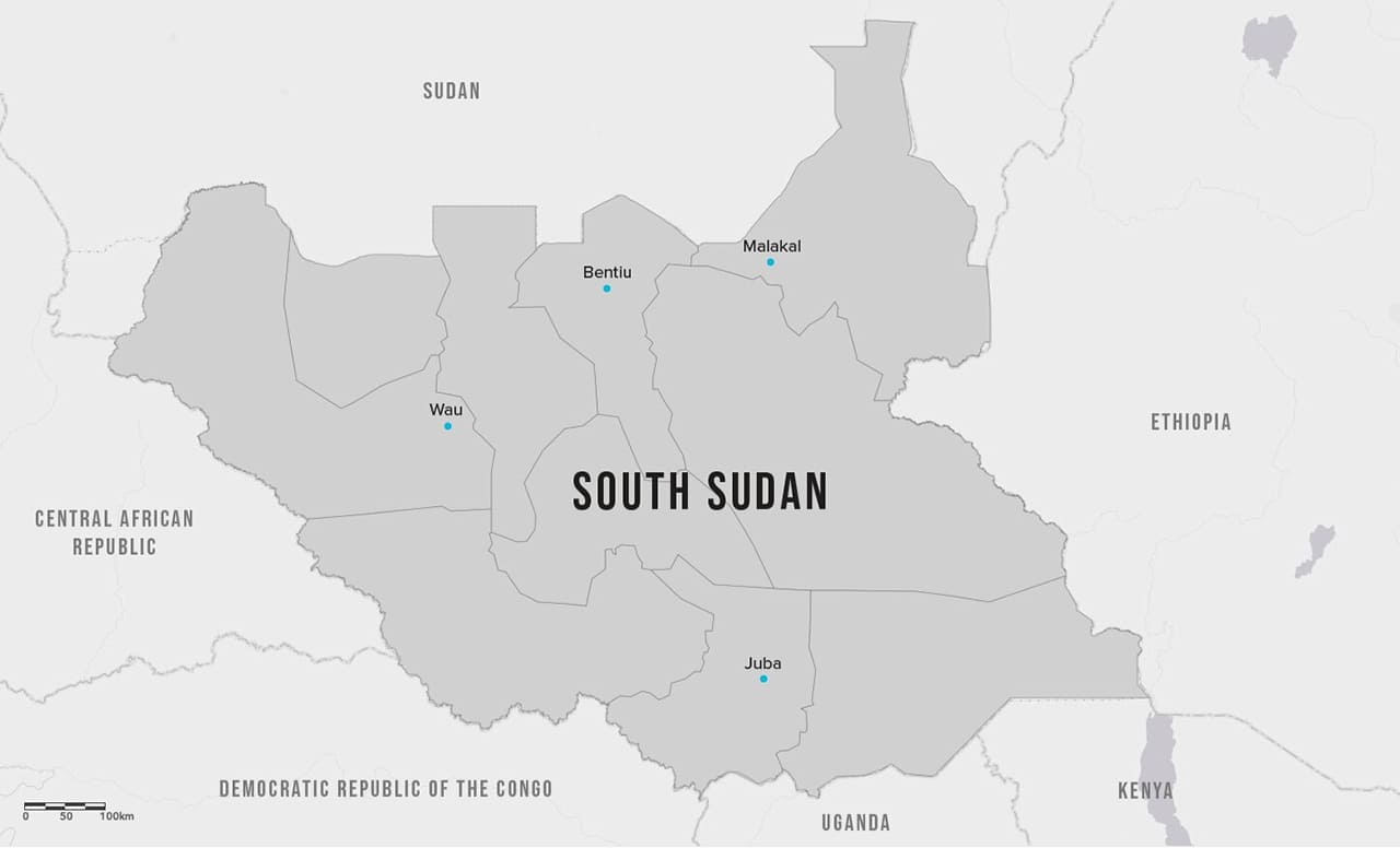 Printable South Sudan Map World