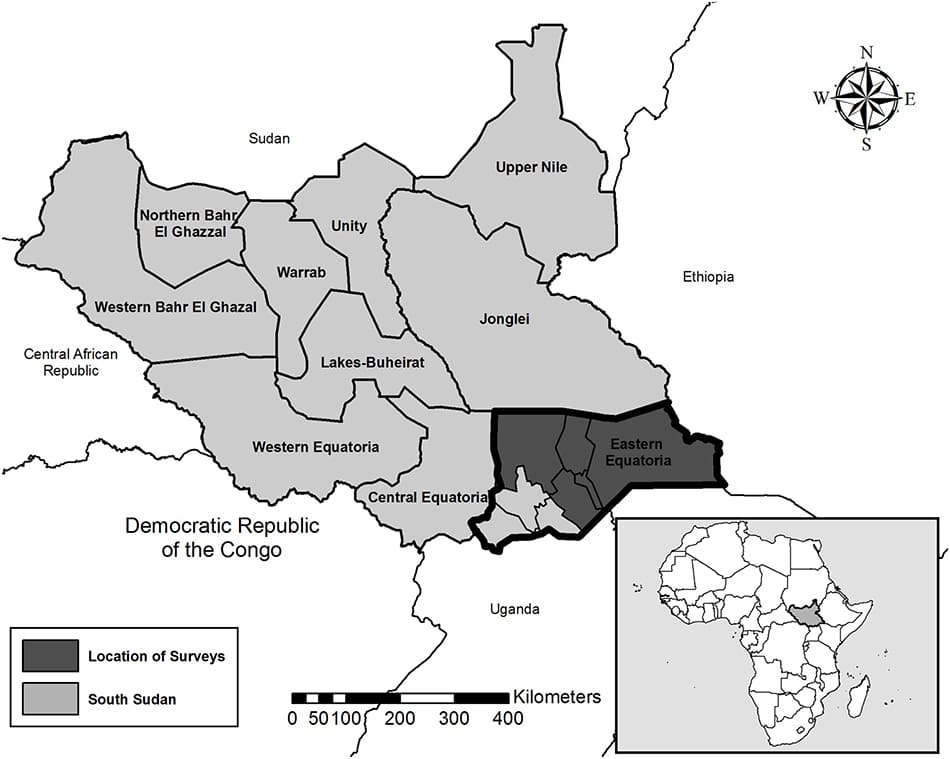 Printable South Sudan Physical Map