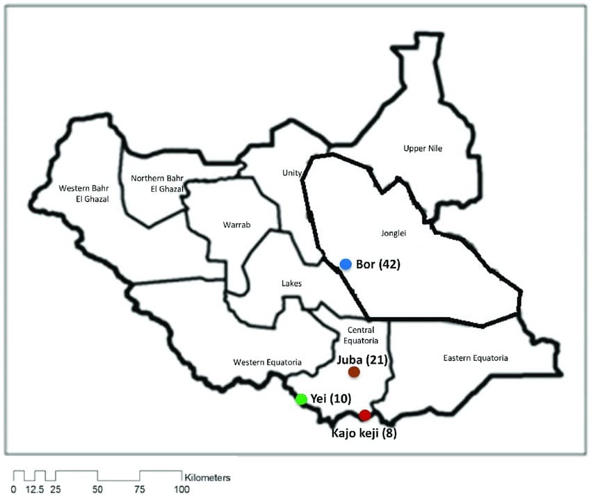 Printable South Sudan Provinces Map