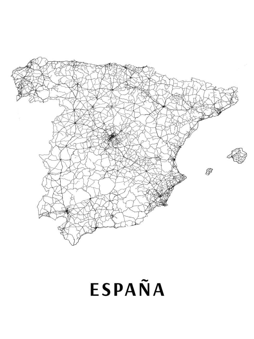 Printable Spain Map Black White