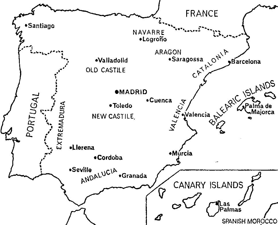 Printable Spain Map Clipart