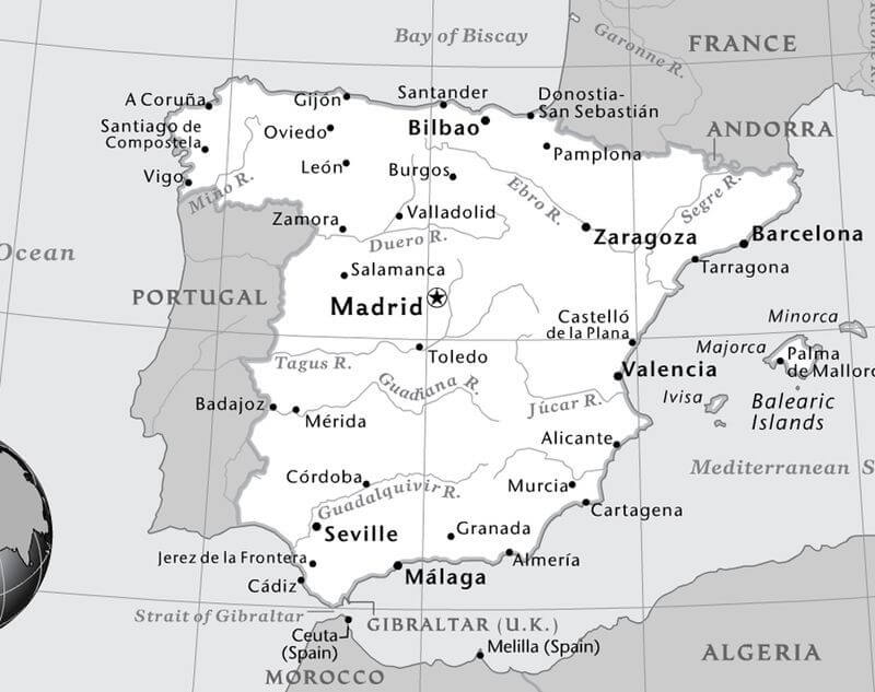 Printable Spain Map Geographic
