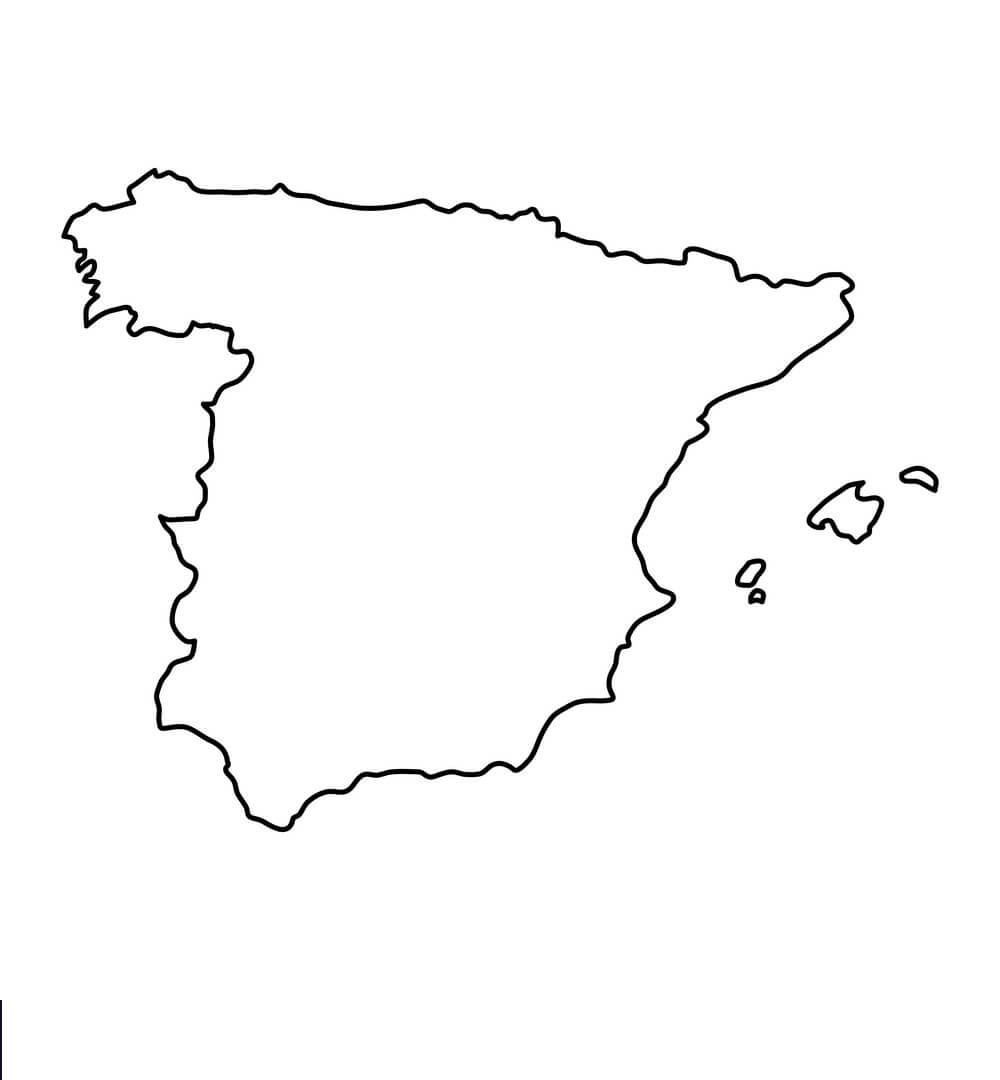 Printable Spain Map Of Black Contour Curves