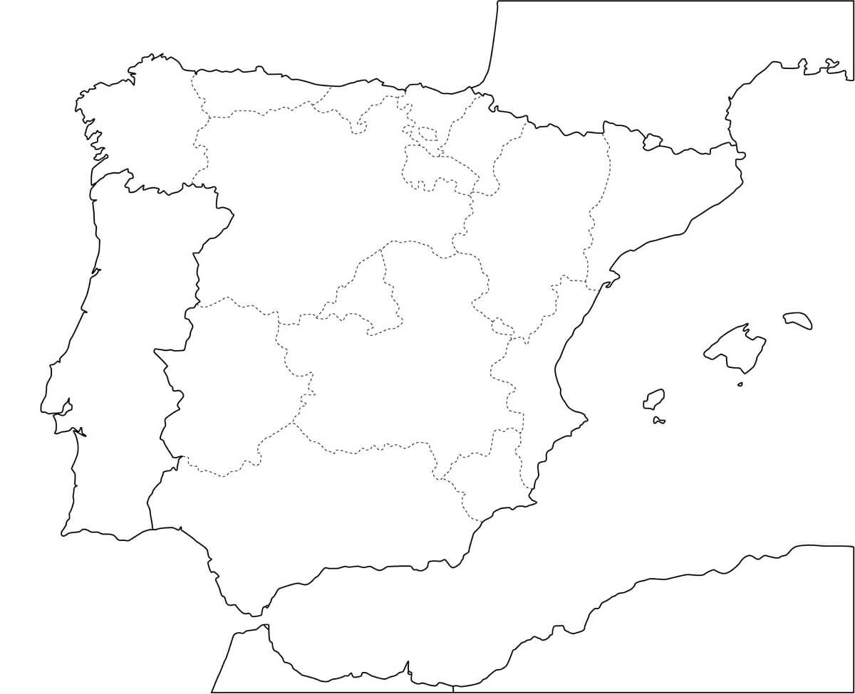 Printable Spain Map Outline 1