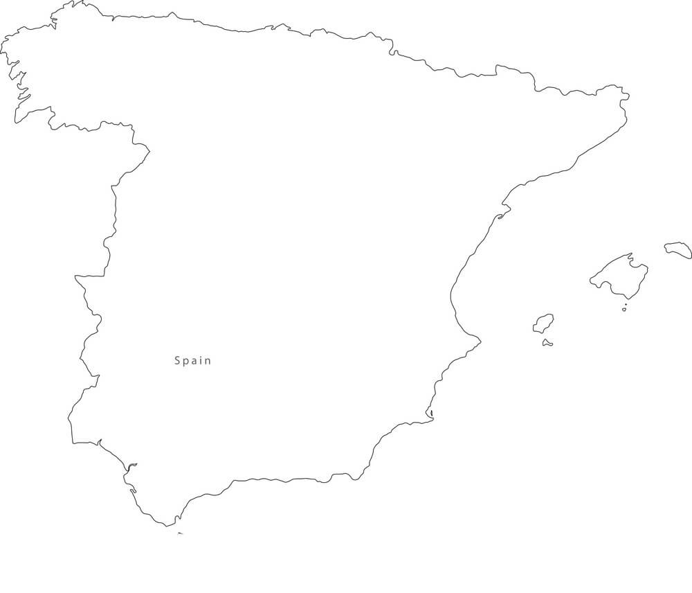 Printable Spain Map Outline Black White