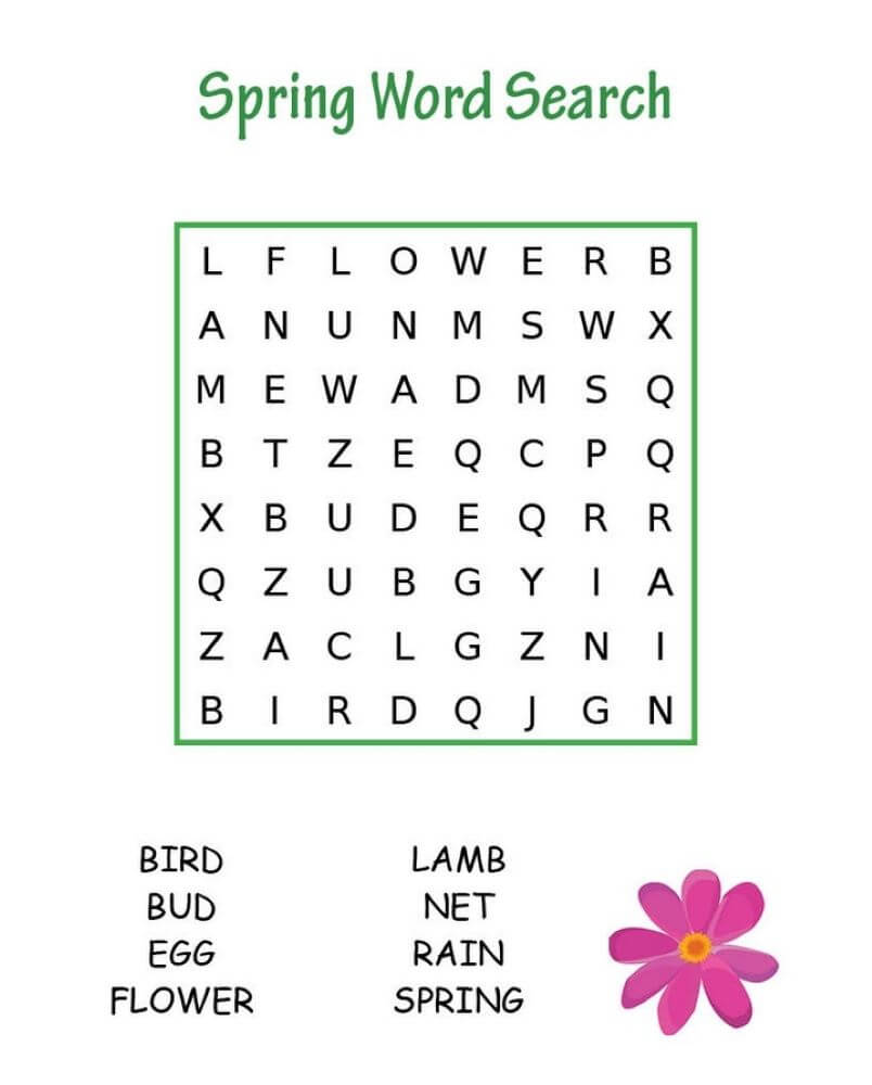 Printable Spring Word Search – Worksheet 8