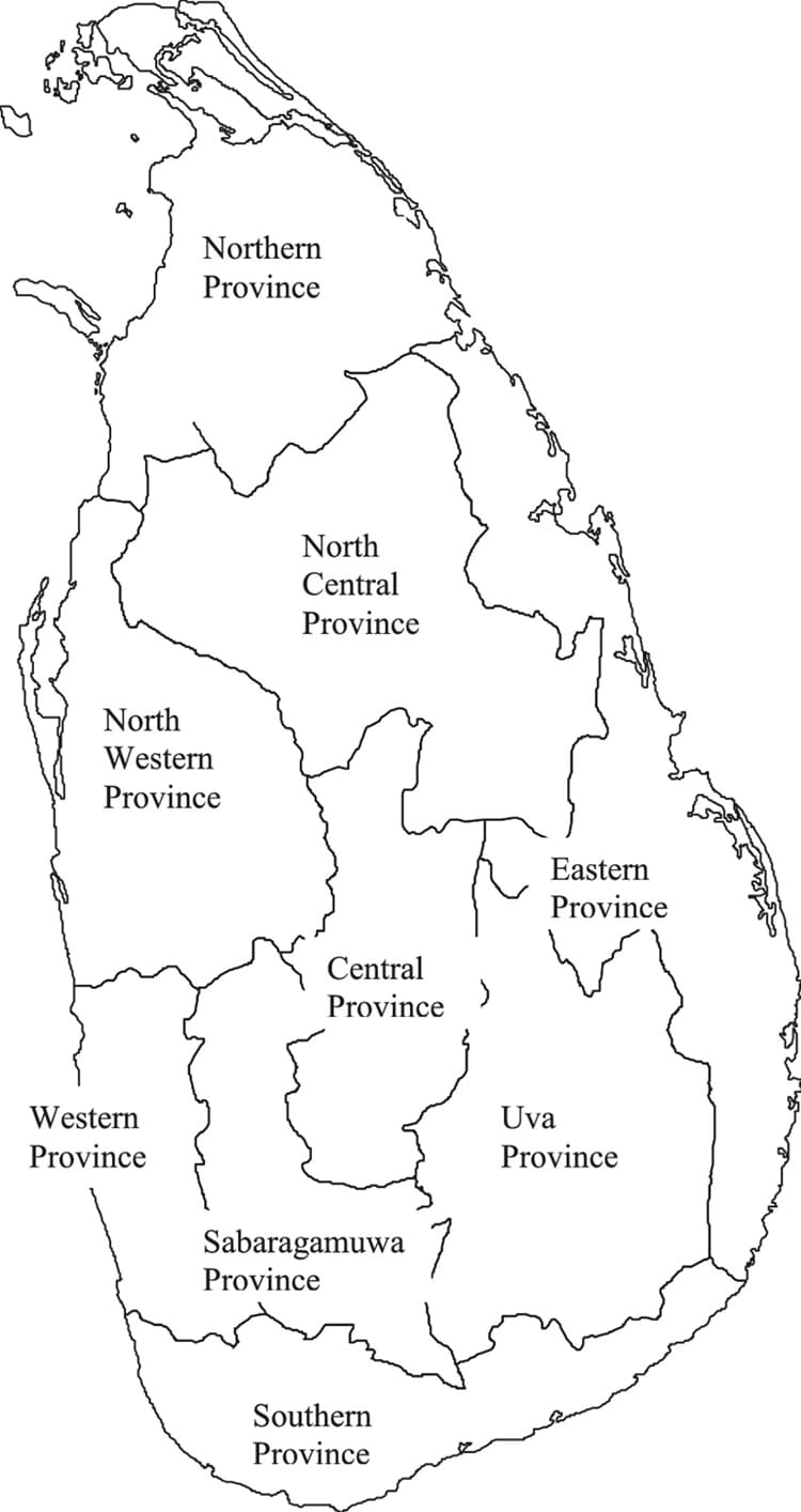 Printable Sri Lanka Map By Province