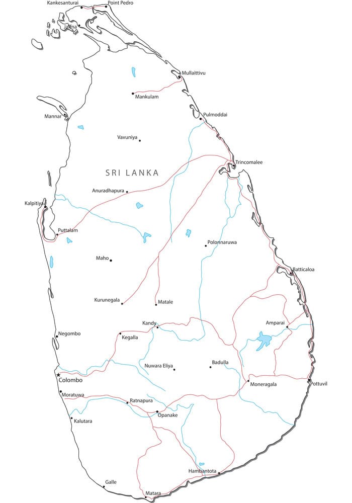 Printable Sri Lanka Map Capital