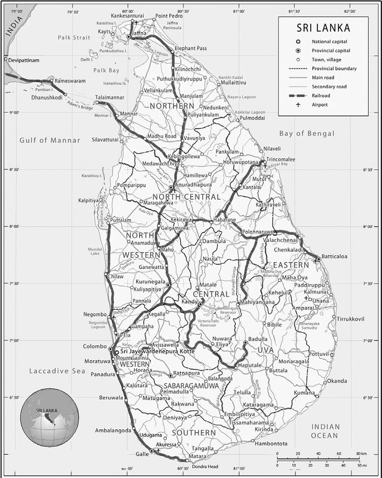 Printable Sri Lanka Map Physical