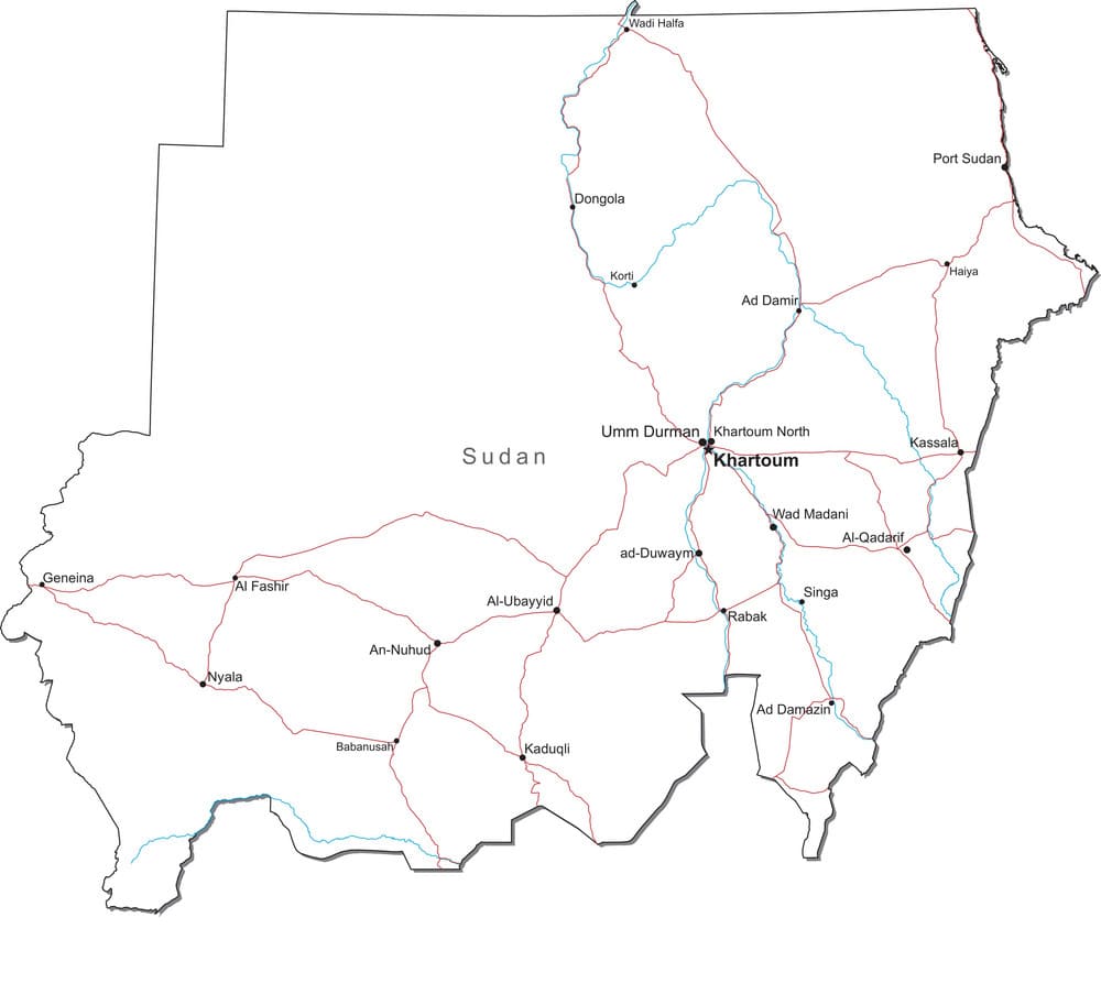 Printable Sudan Map Outline